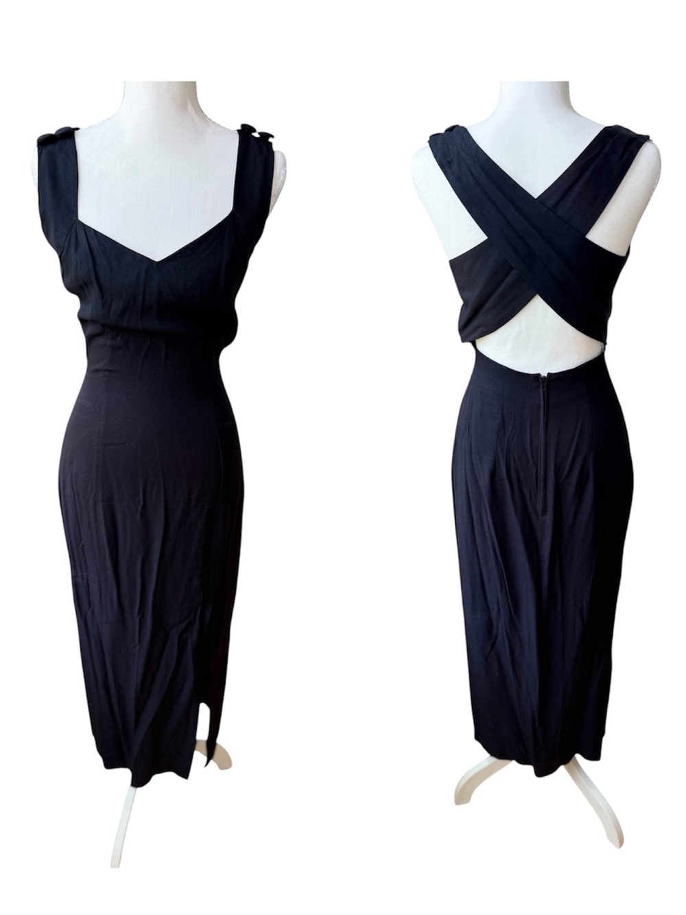 Vintage 90’s Blondie and Me Black Maxi Dress Strappy Low Back Sz 7